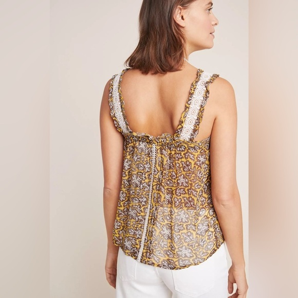 Anthropologie Women’s Bardot Sheer Crochet Sleeve Chiffon Blouse Size 6 - Picture 2 of 16